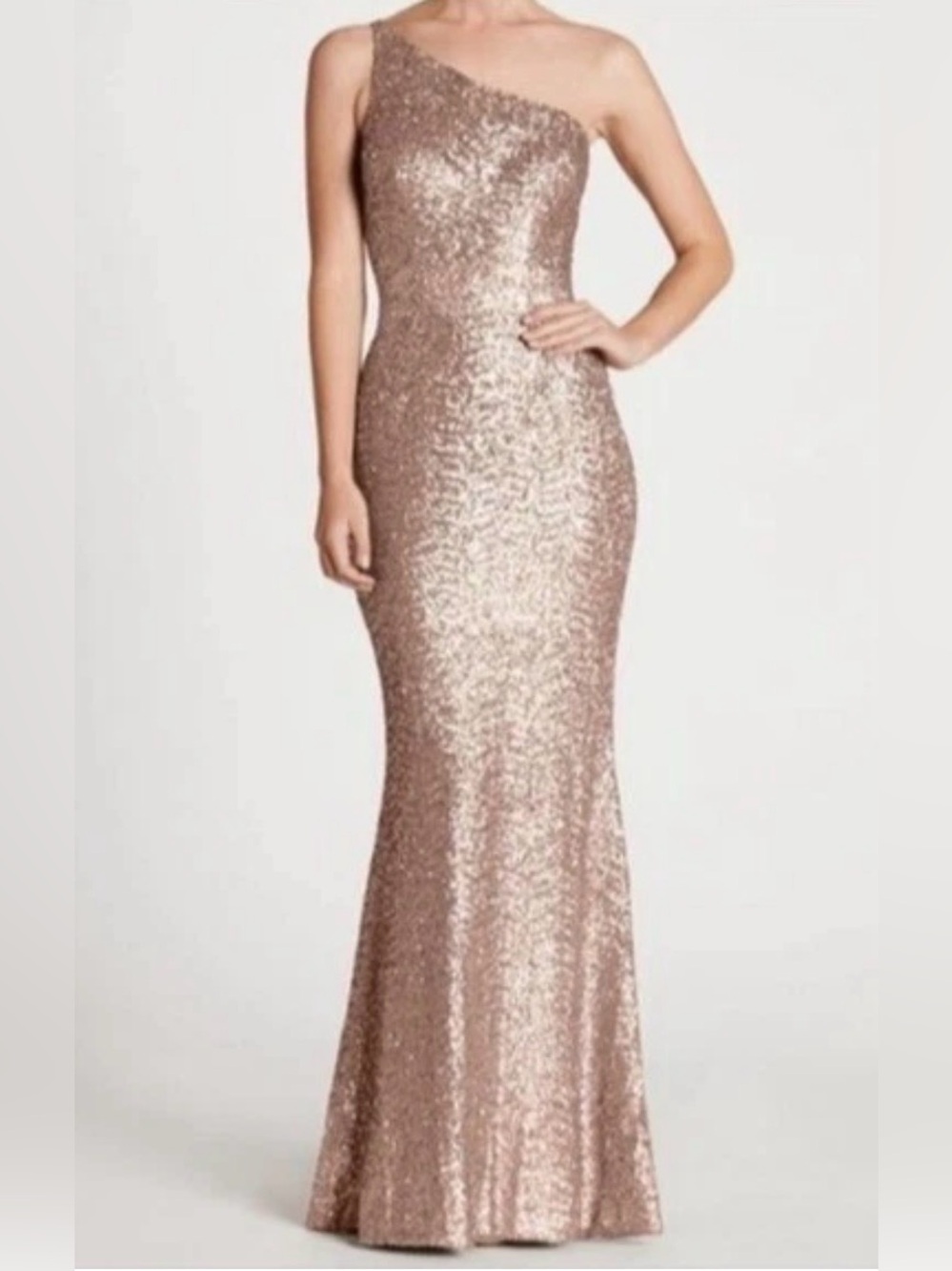 Dress The Population One Shoulder Bella Gold Sequin Mermaid Formal Gown S Prom